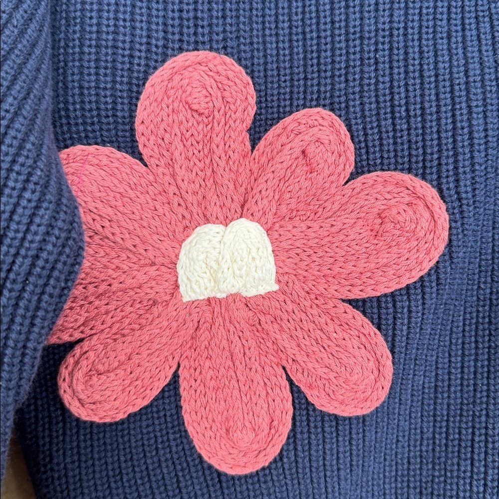 Smash + Tess Navy Cardigan with Pink Floral Design - Picture 3 of 5